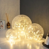 3er Set LED Glaskugeln warmweiß batteriebetrieben -