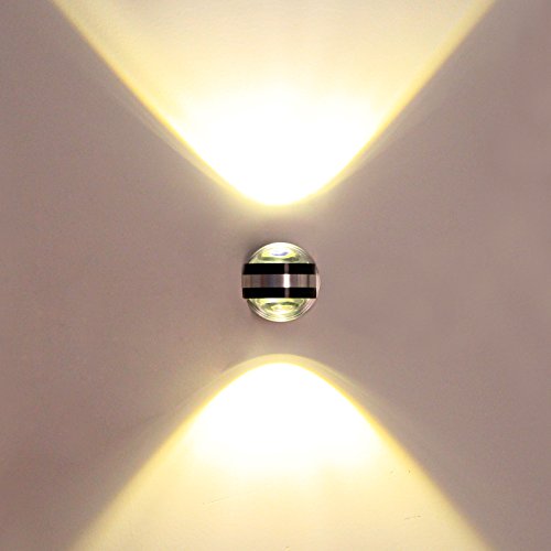 Baytter 2W 6W LED Kugel Wandlampe Wandleuchte Flurlampe Strahler Aluminium warmweiß (6 Watt) -