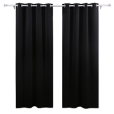 Deconovo Vorhang Verdunkelung Ösen Gardinen Schlafzimmer Thermogardine Ösen 175x140 cm Schwarz 2er set -