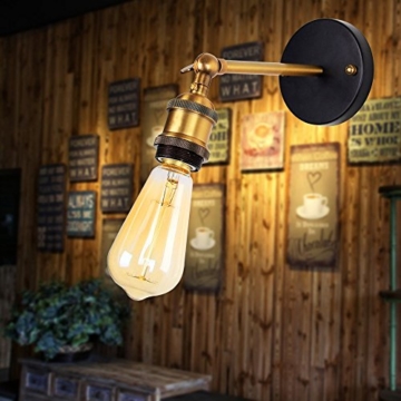 Dexors E27 Retro Wandleuchte Industrielampe (85-265V) Einstellbarer Messing-Kopf Industrie Design für Café Gallerie Schlafzimmer Wohnzimmer usw (Lichtmittel nicht inklusive) - 