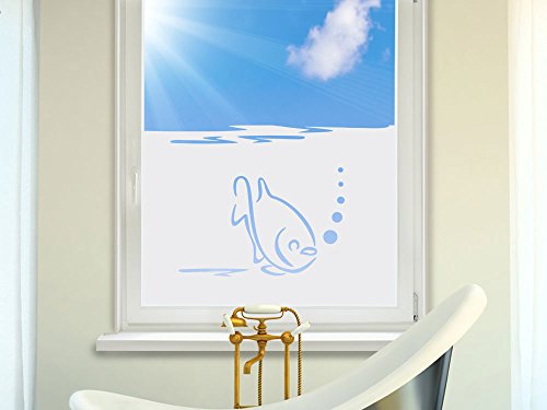 Graz Design 980158_90x57 Sichtschutzfolie Fenstertattoo Fensteraufkleber Deko fr Badezimmer Fisch Blasen Unterwasser (Gre=90x57cm) -