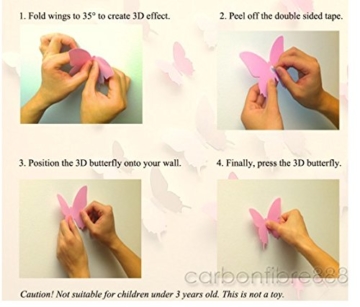 Luxbon 40 Stück 3D Schmetterlinge Wandtattoo Wanddekoration mit Klebepunkten zur Fixierung Weiß - 