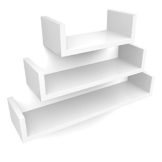 Songmics LWS66W 3er Set Wandregal, MDF Holz, Belastbarkeit 15 kg, Tiefe 15 cm, 60/45/30 cm, weiß U-Form Wandboard -