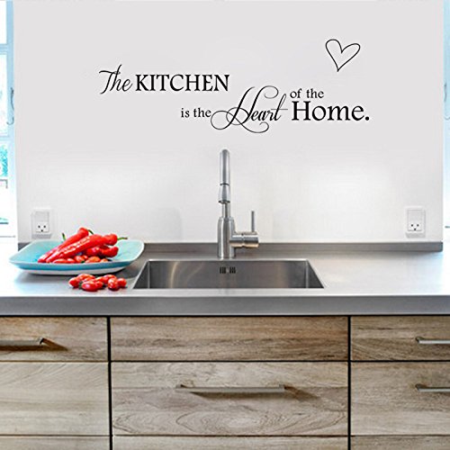 ufengke® "The Kitchen is the Heart of the Home" Wandtattoo Spruch Zitat, Wandaufkleber Wandbilder für Küche und Esszimmer -