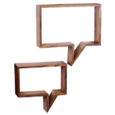WOHNLING 2er Set Wandregale Massiv-Holz Sheesham Holz-Regal Landhaus-Stil Höngeregal Echt-Holz Design Wand-Board Natur-Produkt Wandkonsole dunkel-braun unbehandelt Regale zum Aufhöngen Unikat Ablage -
