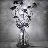 Yorbay LED Tischleuchte Tischdeko blumig Alu-Korbgeflecht Blumen jumbo LED Tischlampe Dekolampe mit 5 Stk. G4 Leuchtmittel für Wohnung Dekoration Nachttischlampe (Weiß(5700K-6000K)) -