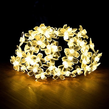 Battery Operated Blossom String Lights, Loende 18FT 50LED Fairy Flower Christmas Decorative Lighting for Indoor, Home, Bedroom, Outdoor, Garden, Patio, Holiday, Wedding, Party (warm white) - 