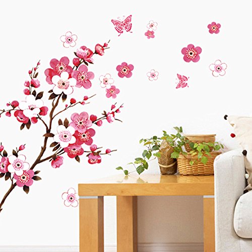 Chinatera Kirschblüte Wasserdicht Wandaufkleber Hintergrund für Schlafzimmer -