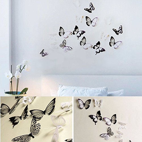 Haimoburg 36er-Set 3D Schmetterling Aufkleber Wandsticker Wandtattoo Wanddeko für Wohnung, Raumdekoration (36pc A) -