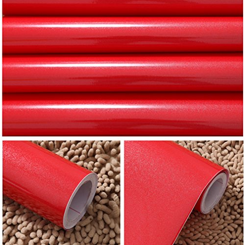 Kinlo Elegant 0.61*5M rot PVC Möbelfolie Küchenschrank-Aufkleber DIY Selbstklebend Küchenfolie Schrankfolie für Küche Schrank Möbel -
