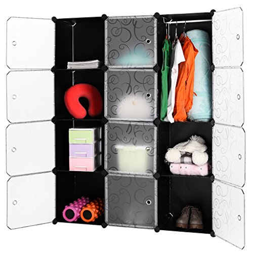 LANGRIA Stufenregal 12-Kubus Regalsystem Kleiderschrank Garderobenschrank für Kleidung, Schuhe, Spielzeug und Bücher -