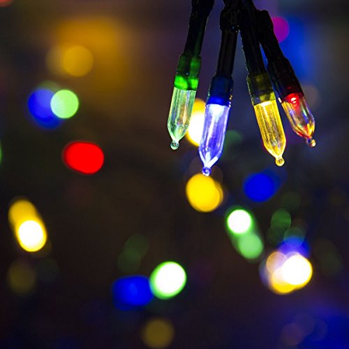 Led String Lights Timer Waterproof Battery Operated, Loende 3AA Holiday Wedding Wonderland Battery Operated Indoor/outdoor 8 Mode multi-function 5.5M Long 50 Mini LED Clear Fairy Lights … (Multicolor) -