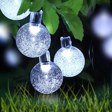 Outdoor Wedding & Valentine's Day Fancy String Lights with Timer Battery, Loende Battery Operated Powered 8Mode 30 LED Balls 6.4M / 21ft Warm White Waterproof Decorative Fairy Globe Light for Indoor Party, Wedding, Decoration, Patio, (white) -