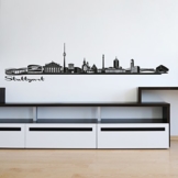 Wandkings Skyline Wandaufkleber Wandtattoo - 125 x 30 cm in schwarz - Deine Stadt wählbar - Stuttgart -