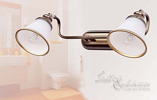 Dekorative 2er Badleuchte in Bronzeoptik IP20 2x E14 Spiegellicht Jugendstil Bad Badezimmer Beleuchtung Wandlampe Wandleuchte -