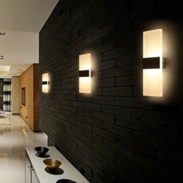 ONCCI 12W LED Wandlampe Wandleuchte Wand Flur Design Lampe Acrylics Warmweiss CE (Schwarz) - 