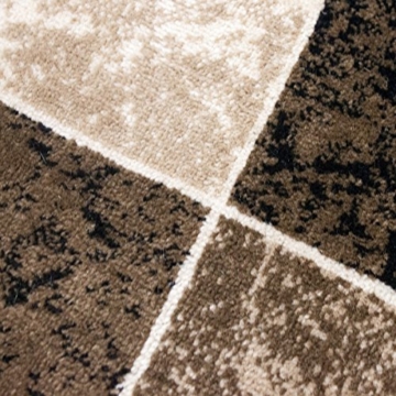 Teppich Wohnzimmer Kurzflor Modern Meliert Kariert Marmor Muster Braun Beige, VIMODA, 80x150 cm - 5