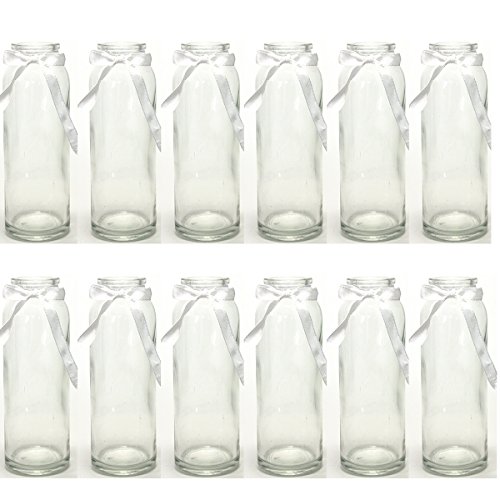 12 Stück Glasflaschen + gratis Dekoband H 16 cm "Designed by Annastore" - 1