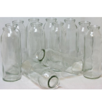 12 Stück Glasflaschen + gratis Dekoband H 16 cm 
