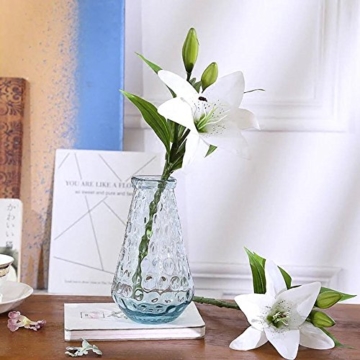 Künstliche Blumen Weiße Lilie,GKONGU 4 Stück Realistisch Blumensträuße Natürliche Lilie mit 3 Blütenknospen Ideal für Hochzeit Sträuße Vase Dekoration -Weiß - 4