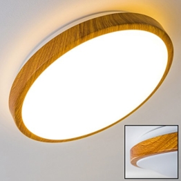 Bad Deckenlampe Sora Wood mit warmweißem Licht in Holzoptik - Deckenstrahler für Badezimmer - Flur - Küche - Innenlampe mit LED-Licht in schickem Holz-Dekor - 1