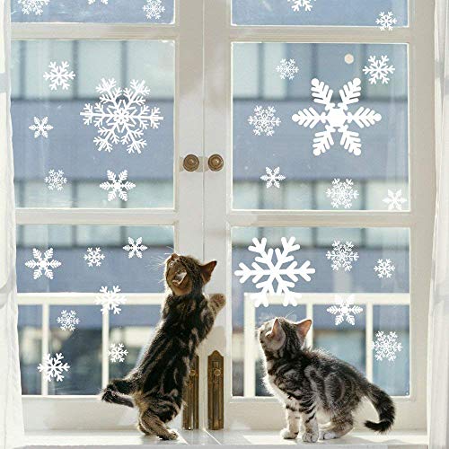 135 Fensterbilder für Weihnachten ,Schneeflocken mit Fensterdeko -Statisch Haftende PVC Aufklebe - 2
