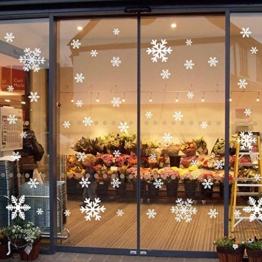 135 Fensterbilder für Weihnachten ,Schneeflocken mit Fensterdeko -Statisch Haftende PVC Aufklebe - 1