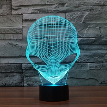 3D Lampe USB Power 7 Farben Amazing Optical Illusion 3D wachsen LED Lampe Alien Formen Kinder Schlafzimmer Nacht Licht - 6