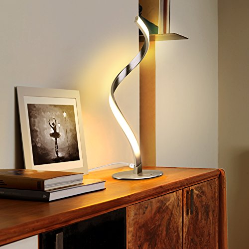 Albrillo Spiral LED Tischlampe aus Aluminium, Moderne 6W Tischleuchte warmweiß mit 1.5 m Kabel Perfekt für Schlafzimmer Wohnzimmer - 4