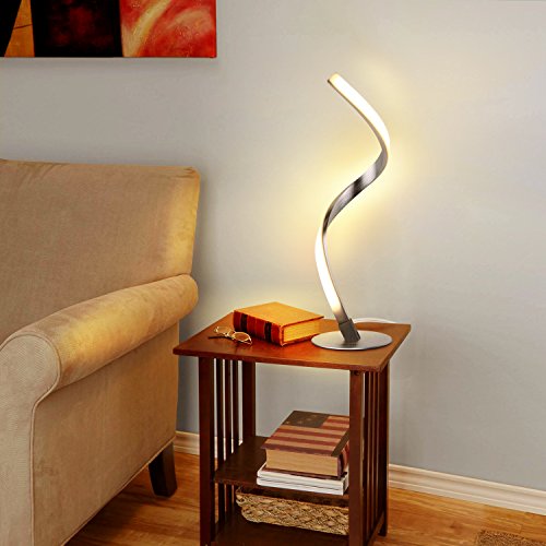 Albrillo Spiral LED Tischlampe aus Aluminium, Moderne 6W Tischleuchte warmweiß mit 1.5 m Kabel Perfekt für Schlafzimmer Wohnzimmer - 5
