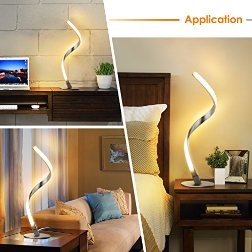 Albrillo Spiral LED Tischlampe aus Aluminium, Moderne 6W Tischleuchte warmweiß mit 1.5 m Kabel Perfekt für Schlafzimmer Wohnzimmer - 7