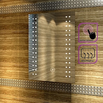 Badspiegel mit energiesparender LED-Beleuchtung kaltweiß IP44 [Energieklasse A+] 50 x 70cm beschlagfrei - 2