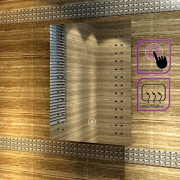 Badspiegel mit energiesparender LED-Beleuchtung kaltweiß IP44 [Energieklasse A+] 50 x 70cm beschlagfrei - 4