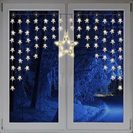 Beleuchteter Weihnacht Sternenvorhang Lichterkette Fensterdeko 90 LED warm weiß mit Saugnäpfe Einfach zu montieren - 1