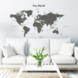 Decowall DLT-1609G Moderne Graue Weltkarte Wandtattoo Wandsticker Wandaufkleber Wanddeko für Wohnzimmer Schlafzimmer Kinderzimmer (Extra Groß) (Englisch Ver.) - 1