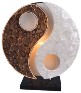 Deko-Leuchte YING YANG NATUR, rund, Natur-Material, Höhe ca. 30 cm, Stimmungsleuchte - 1