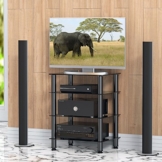 FITUEYES TV Rack Hifi Regal Audio Schrank mit schwarz Glas und Alu AS406001GB - 1