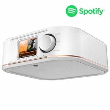 Hama IR350M WLAN Küchen-/Internetradio (Spotify, unterbaufähig, 2,4 Zoll Farbdisplay, WiFi-Streaming, 2 Weckzeiten, Multiroom, Klemmmontage ohne Bohren, gratis Radio-App, Eieruhr) weiß/kupfer - 1