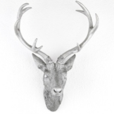 Hirschgeweih Hirschkopf Geweih 10-Ender in Silber, Metall-Optik 30 x 40 cm, Figur Skulptur Deko - 1
