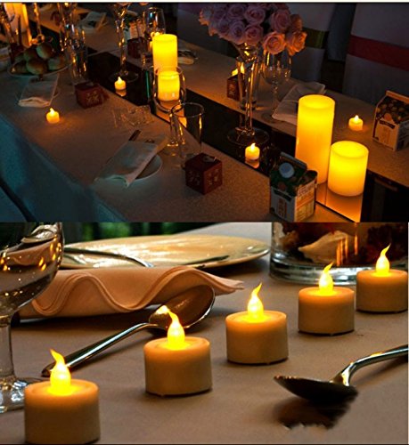 JZK 12 Flackern flammenloses LED Kerzen Lichter Batteriebetrieben Teelicht Teelichter, indoor oder outdoor Deko Lichts für Hochzeit Valentinstag Weihnachten Geburtstag Party - 6