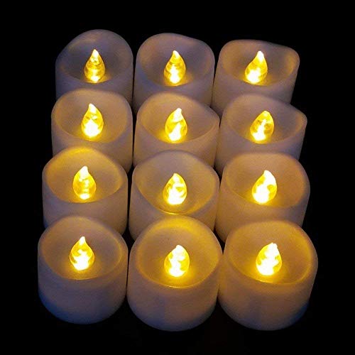 JZK 12 Flackern flammenloses LED Kerzen Lichter Batteriebetrieben Teelicht Teelichter, indoor oder outdoor Deko Lichts für Hochzeit Valentinstag Weihnachten Geburtstag Party - 8