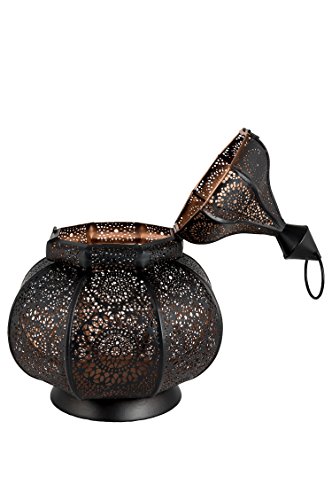 Orientalische Laterne aus Metall Ziva Schwarz 30cm | orientalisches Marokkanisches Windlicht Gartenwindlicht | Marokkanische Metalllaterne für draußen als Gartenlaterne, oder Innen als Tischlaterne - 3