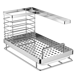 Oriware Spülbecken Organizer für die Küche Caddy Ordnungshelfer Küchenutensilienhalter Rostfreier Edelstahl – 25 x 15 x 15 cm - 1