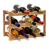 Relaxdays 10019279 Weinregal klein 28 x 42,5 x 21 cm Holz Flaschenregal mit 3 Ebenen für 12 Flaschen Wein Kleiner Weinflaschenhalter aus Walnuss geölt zur waagerechten Lagerung, natürlich - 1