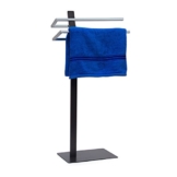 Relaxdays Handtuchständer GRAO H x B x T: 85 x 40 x 20 cm Handtuchhalter stehend mit 2 Armen & verchromten Handtuchstangen in Edelstahl Optik, moderner Badetuchhalter elegant und stilvoll, anthrazit - 1