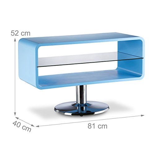 Relaxdays TV Tisch Retro, schmal, Lowboard Holz im Cube Design, TV Board freistehend, HBT 52 x 81 x 40 cm, blau - 2