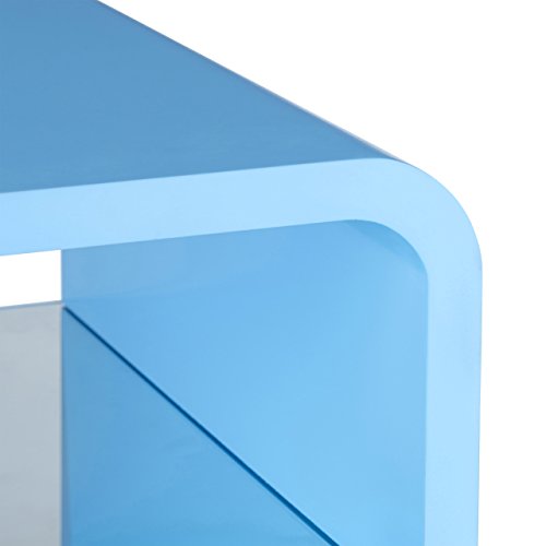 Relaxdays TV Tisch Retro, schmal, Lowboard Holz im Cube Design, TV Board freistehend, HBT 52 x 81 x 40 cm, blau - 4