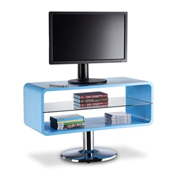 Relaxdays TV Tisch Retro, schmal, Lowboard Holz im Cube Design, TV Board freistehend, HBT 52 x 81 x 40 cm, blau - 1