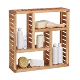 Relaxdays Wandregal Walnuss mit 5 Fächern, für Badezimmer, Flur und Wohnzimmer, Stauraum, HxBxT: 50 x 50 x 15 cm, natur - 1