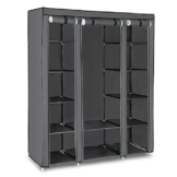 SONGMICS Kleiderschrank XXL 175 x 150 x 45 cm Faltschrank Stoffschrank mit Kleiderstange grau LSF03G - 1